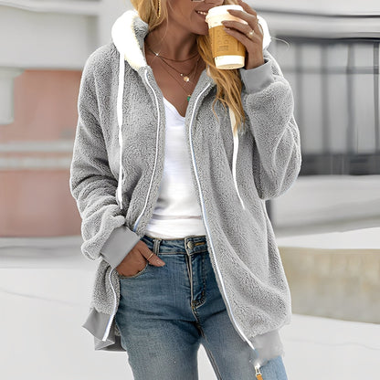 Rheanna - Doux manteau en polaire à capuche pour femmes