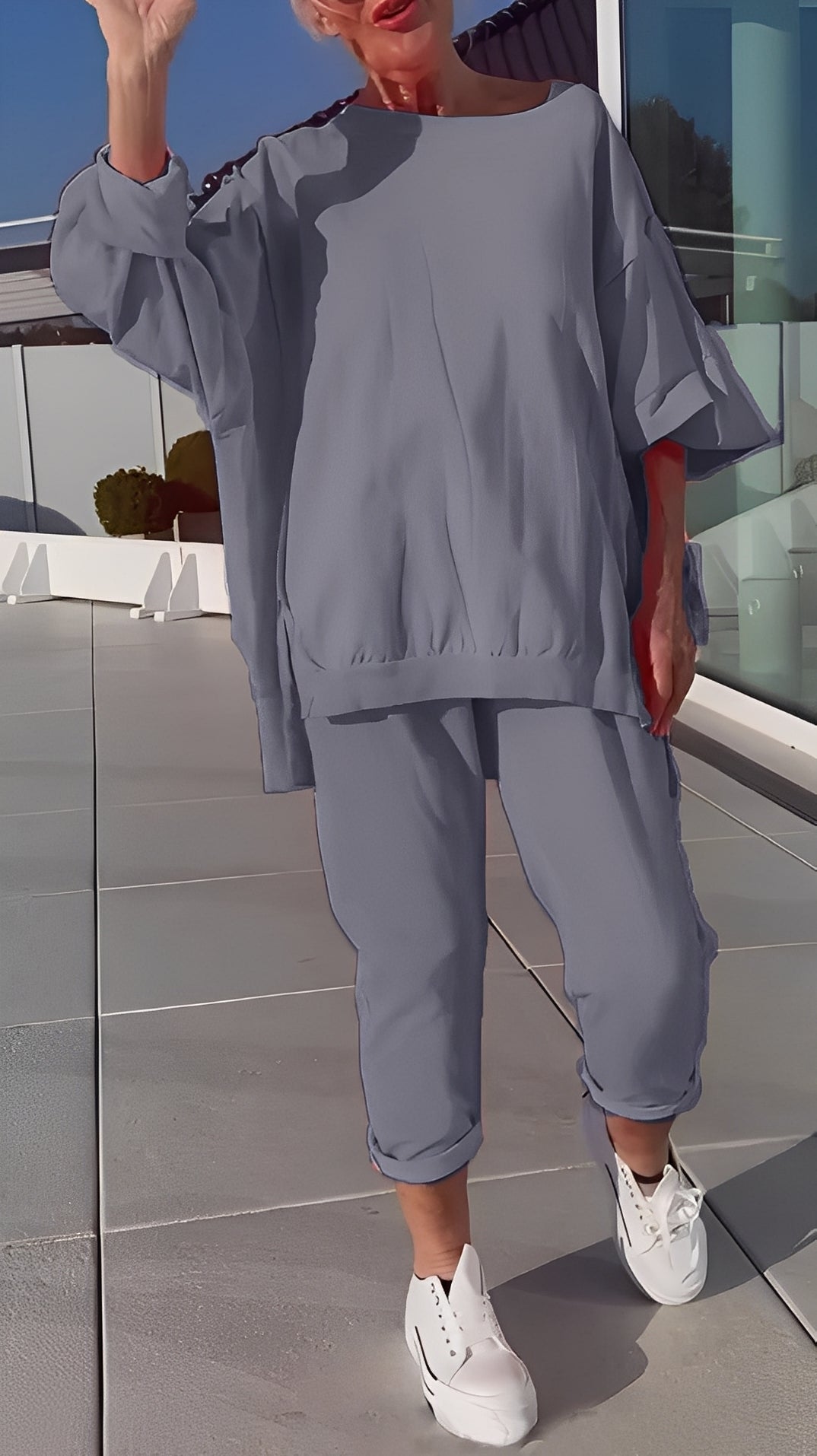 Eleanore - Ensemble relax avec haut large et pantalon pour femmes