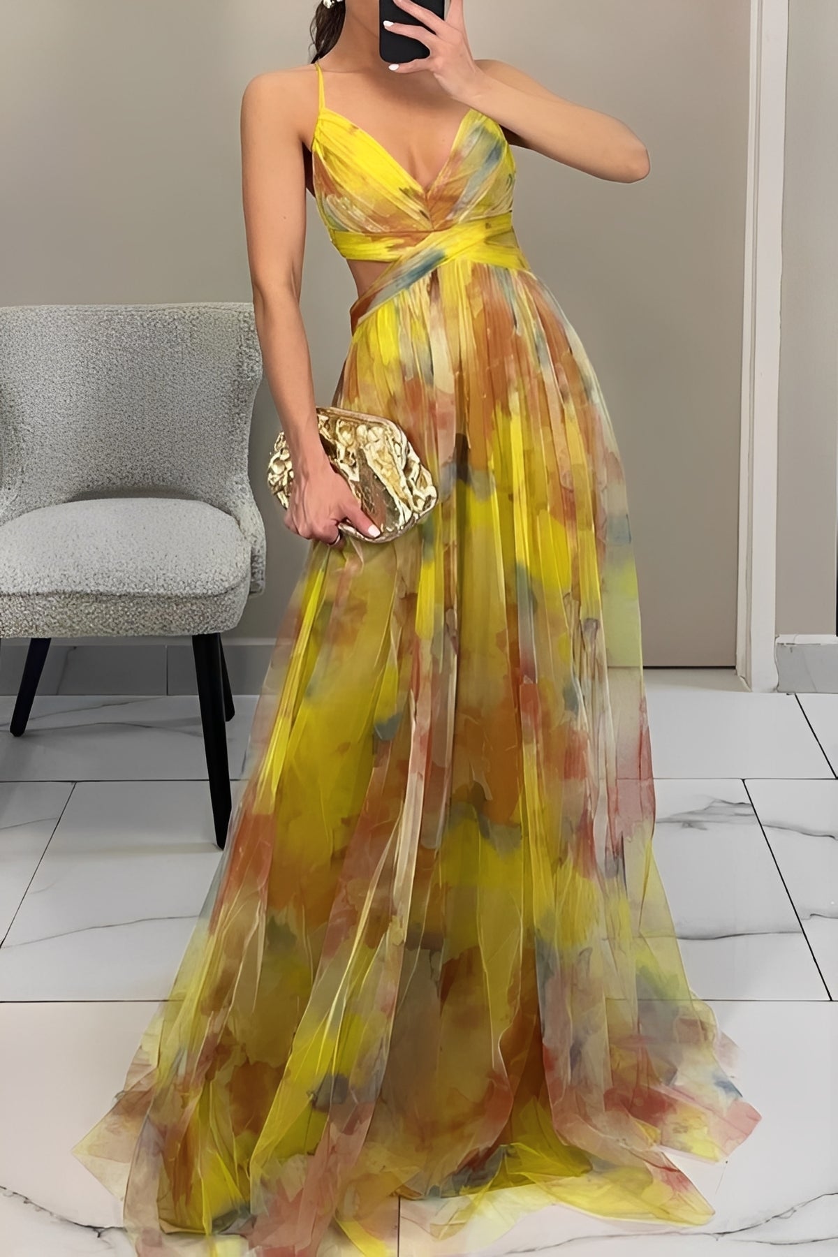 Olivia - Robe longue élégante à motif floral pour femmes