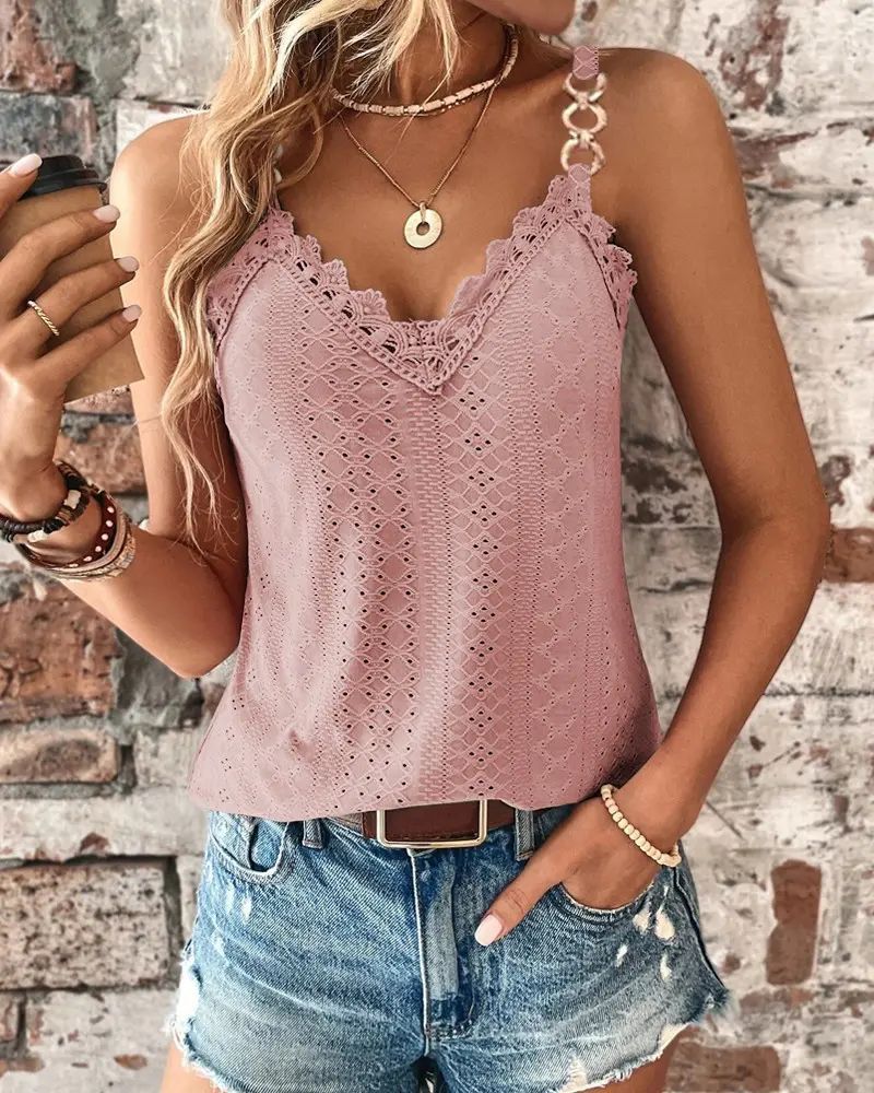 Manda - Top stylé avec bretelles spaghetti pour femmes