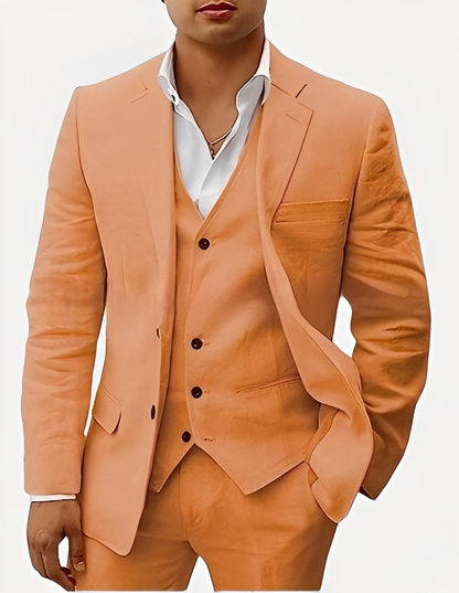 Beckham - Ensemble chic en lin pour hommes, trois pièces