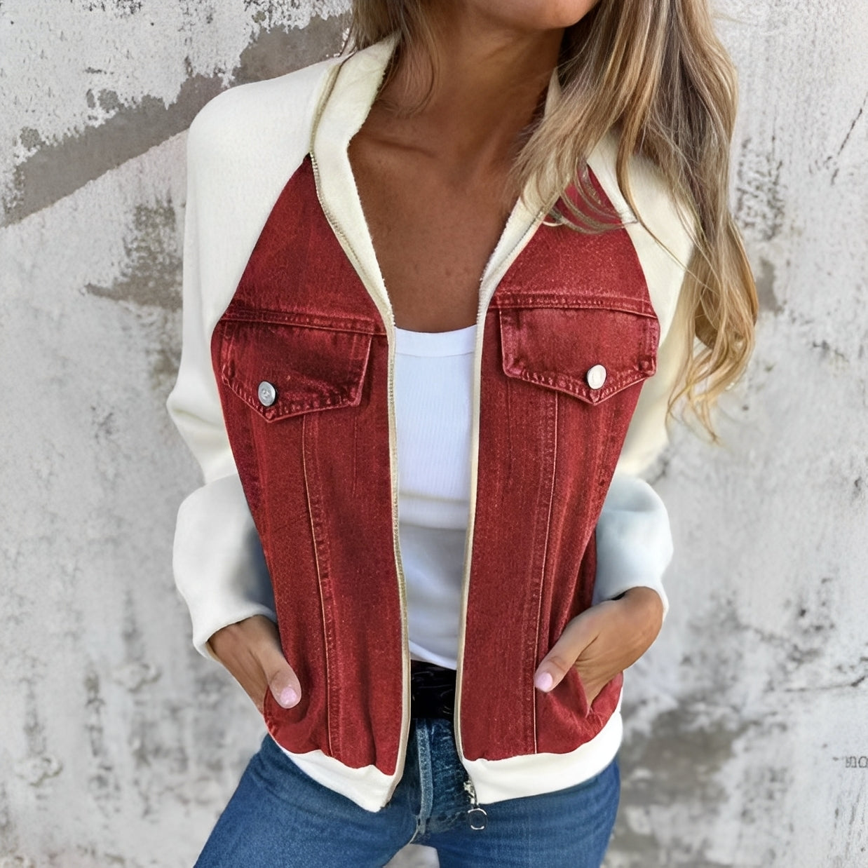 Libby - Denim jacket for women, casual style with raglan sleeves