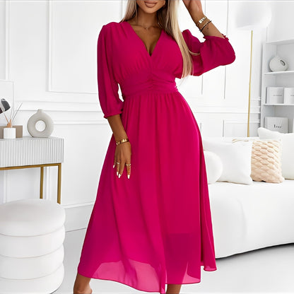 Amelia - Robe portefeuille chic et décontractée à manches longues pour femmes