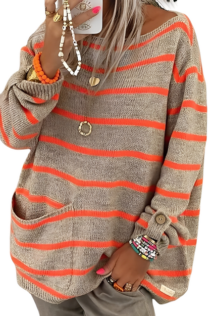 Elianna - Grand pull à rayures décontracté pour femmes