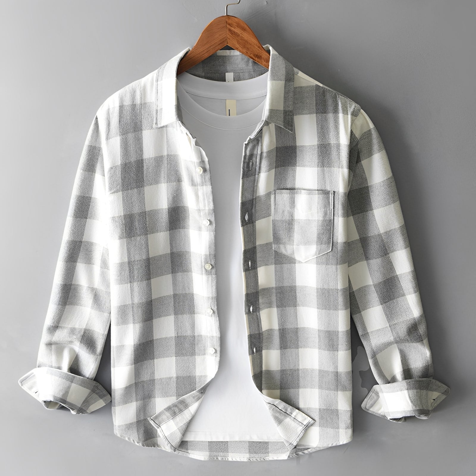 Martin - Chemise à carreaux élégante avec volants pour hommes