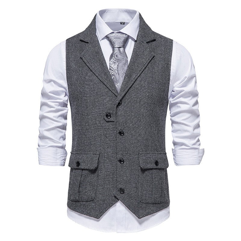 Rodney - Manteau homme classique à un seul bouton avec motif à chevrons