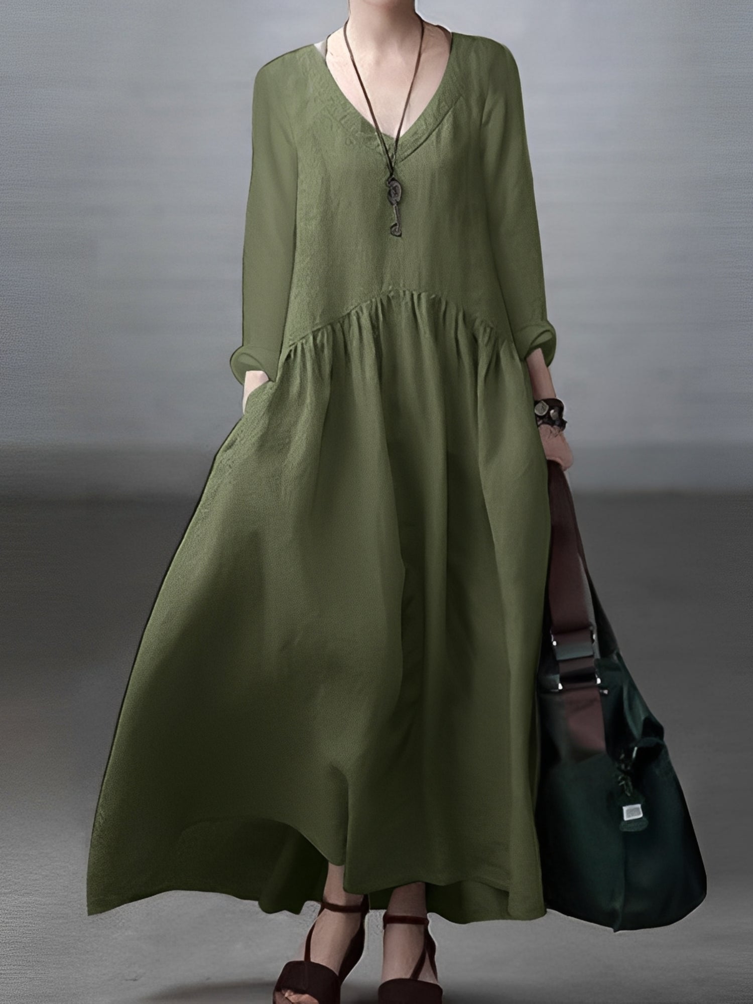 Lindy - Robe ample et décontractée avec col V pour femmes