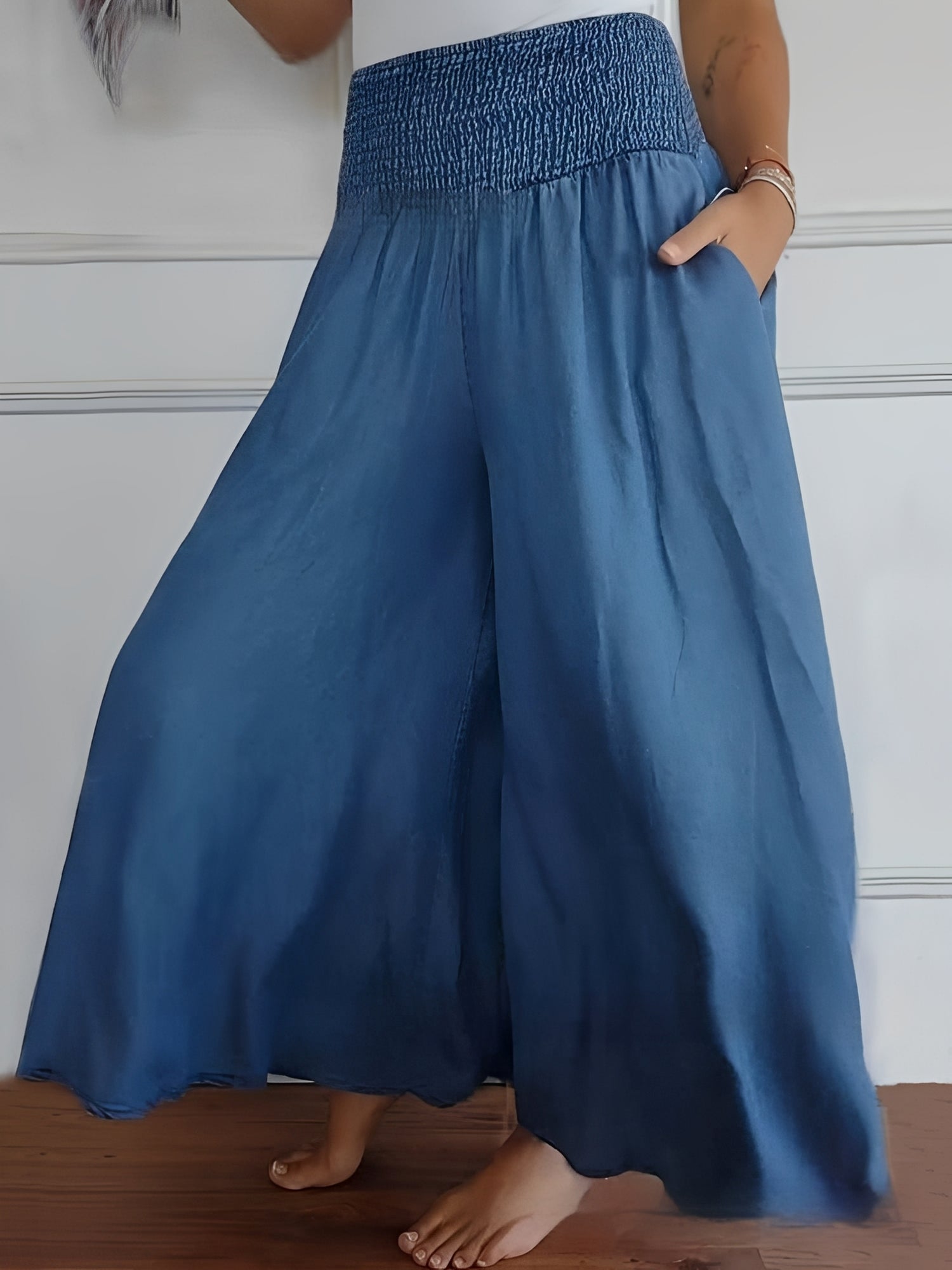 Halle - Pantalon décontracté à jambes larges avec poches pour femmes