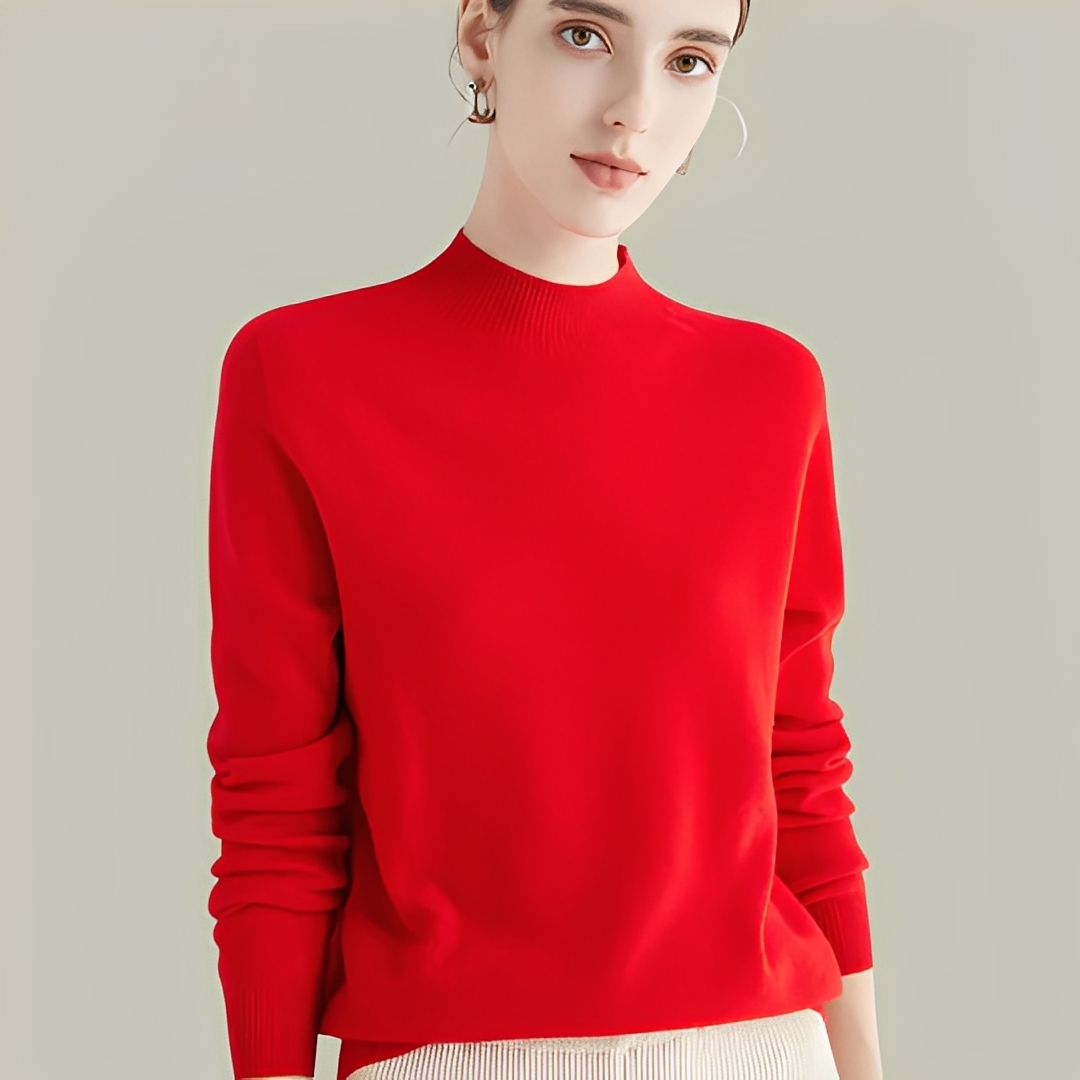 Martine - Slim-fitting wool sweaters with high collar for women