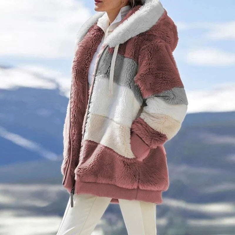 Alice – Veste à capuche en tweed douillet avec doublure laine