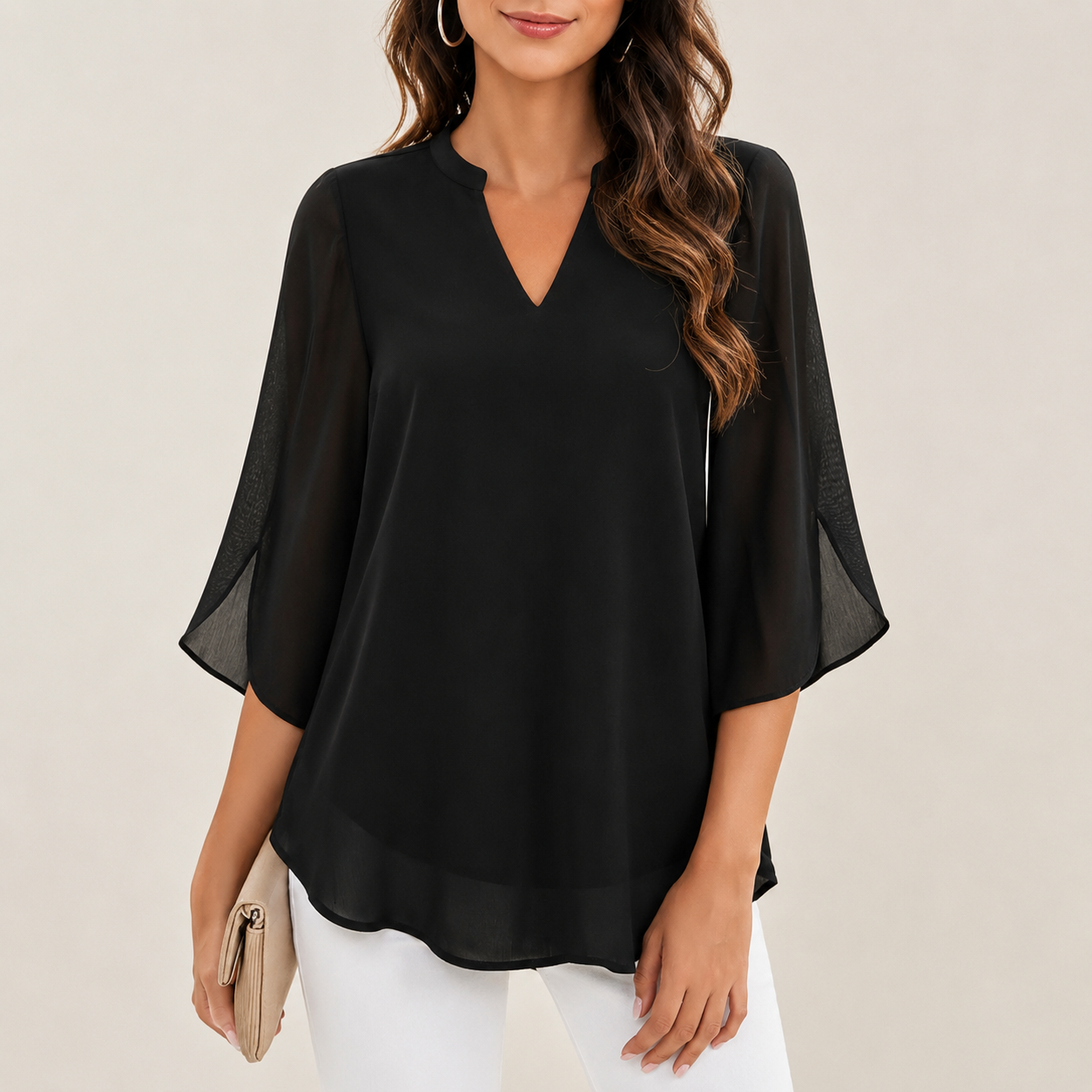 Brianna - Blouse avec manche ajourée et allure raffinée