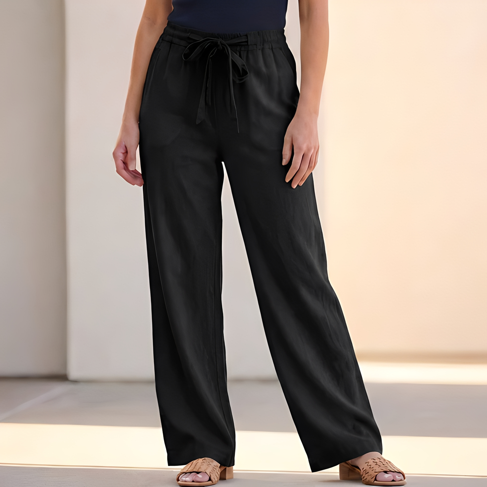 Analyn - Pantalon d'été ample à cordon de serrage pour femme