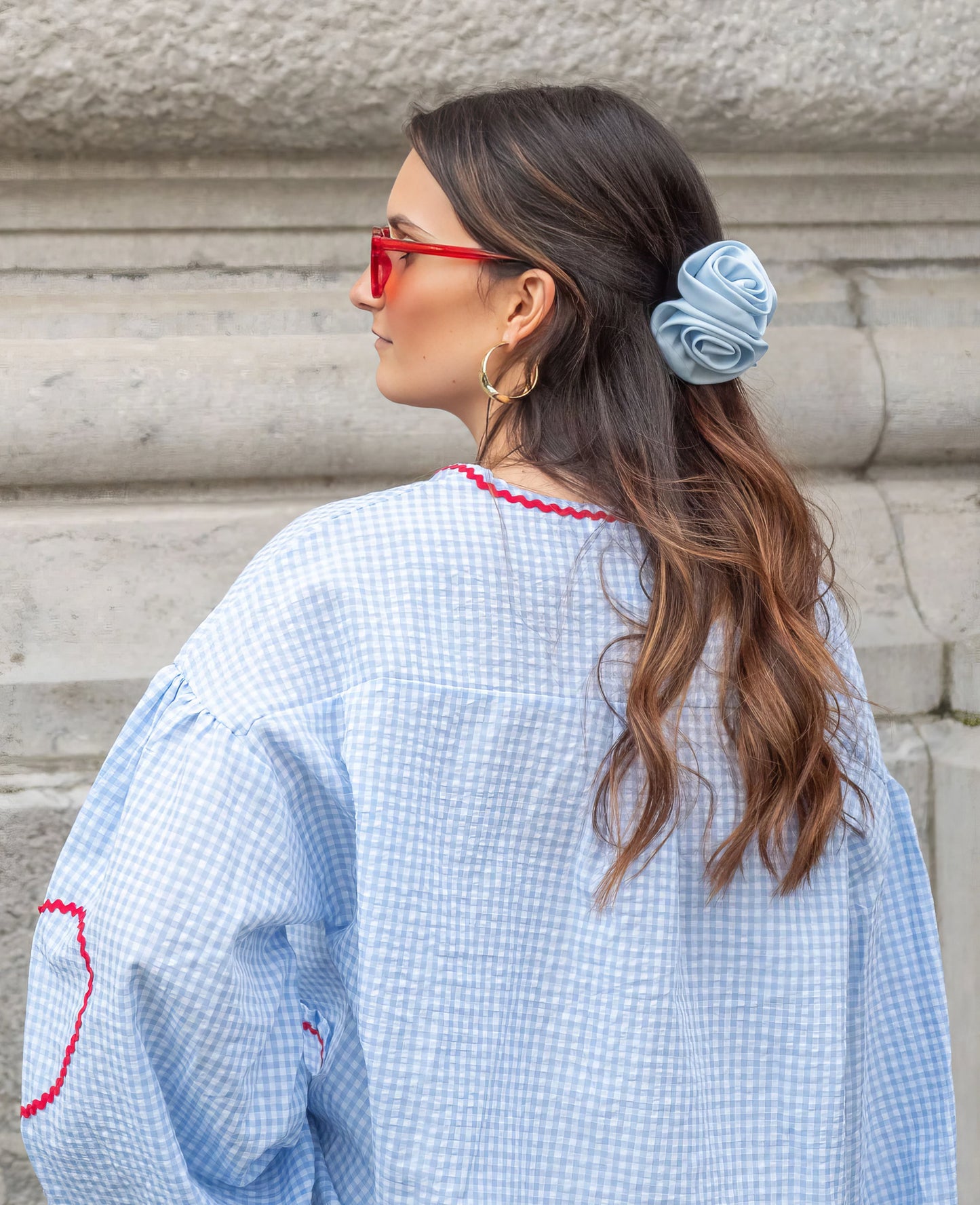 Claudia – Blouse Gingham avec Nœud