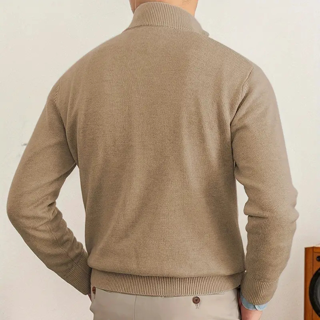 Olivier - Pull en coton avec zip partiel