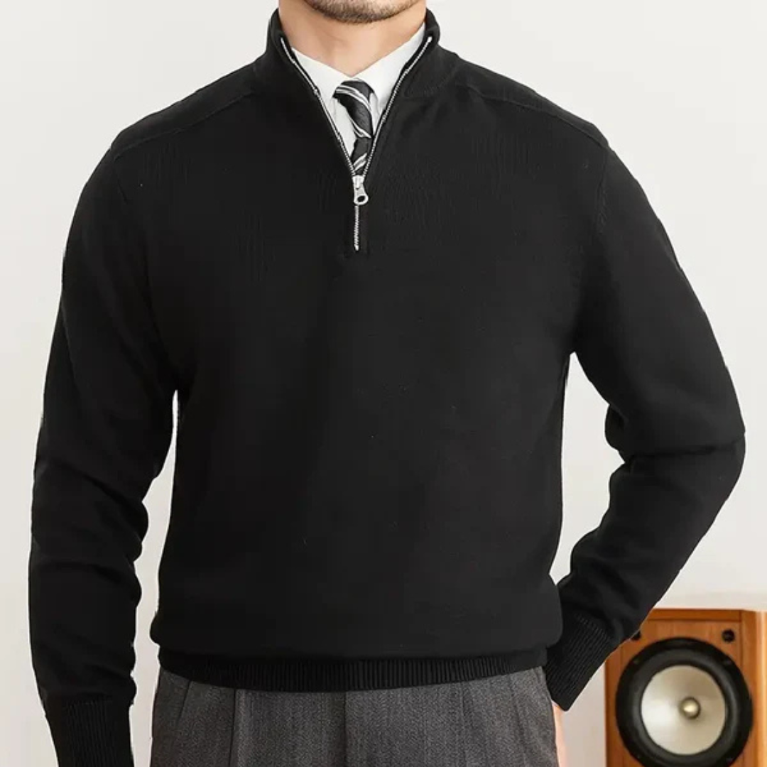 Olivier - Pull en coton avec zip partiel