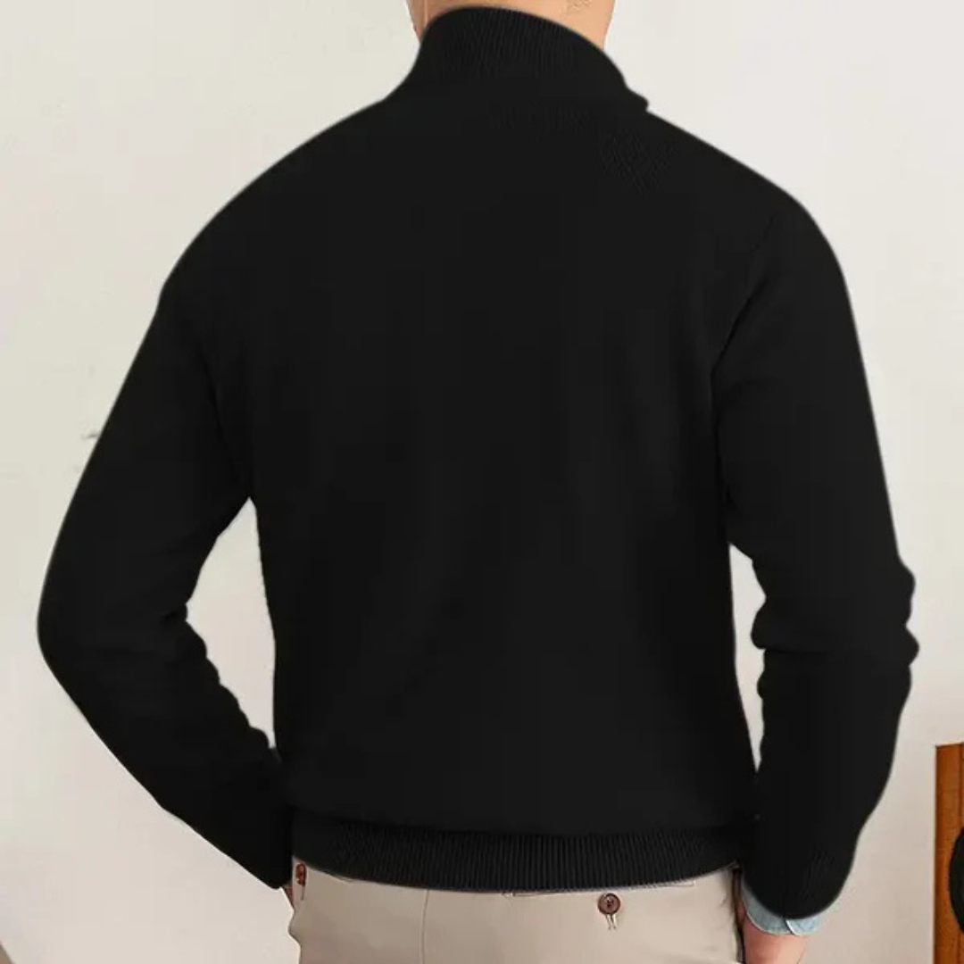 Olivier - Pull en coton avec zip partiel