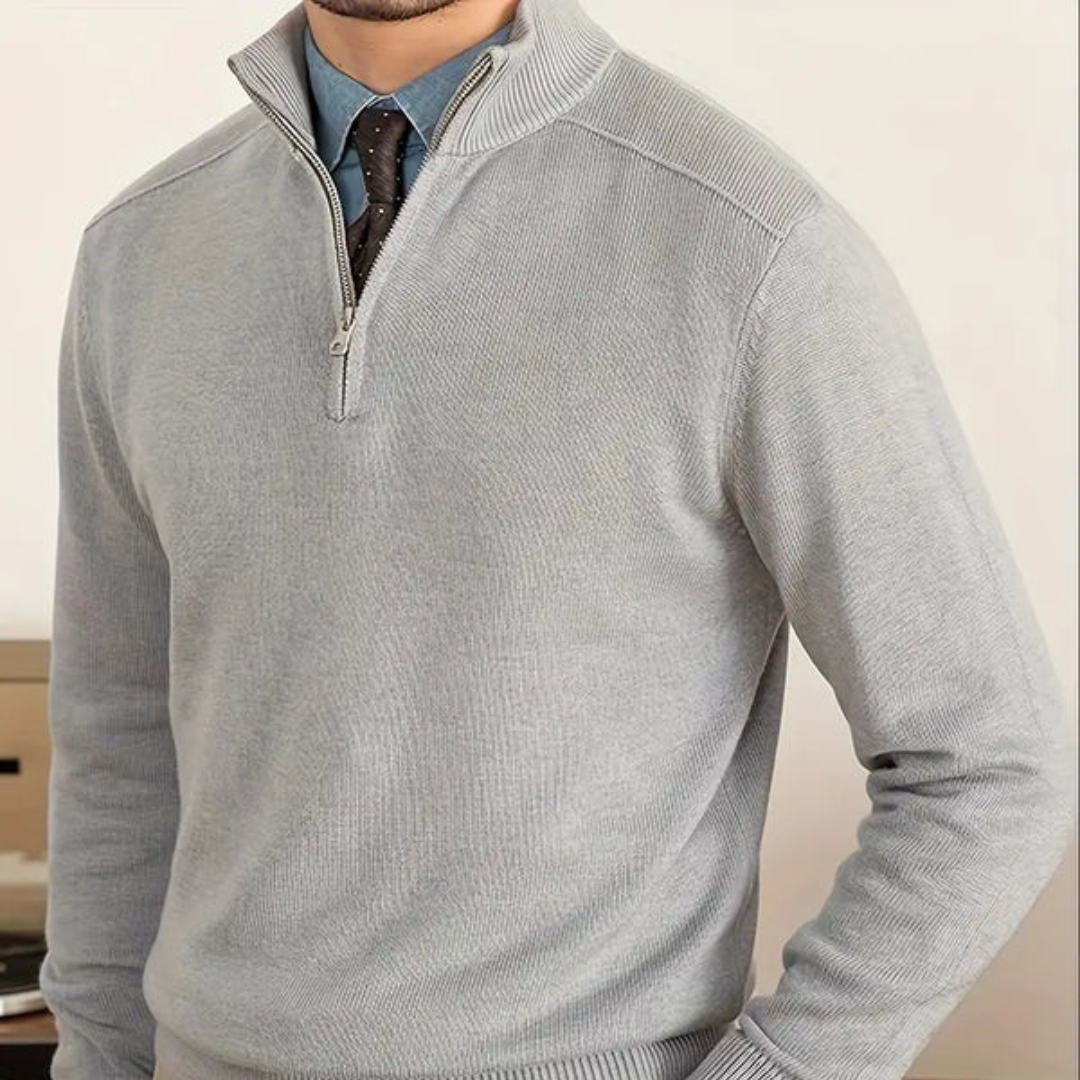 Olivier - Pull en coton avec zip partiel