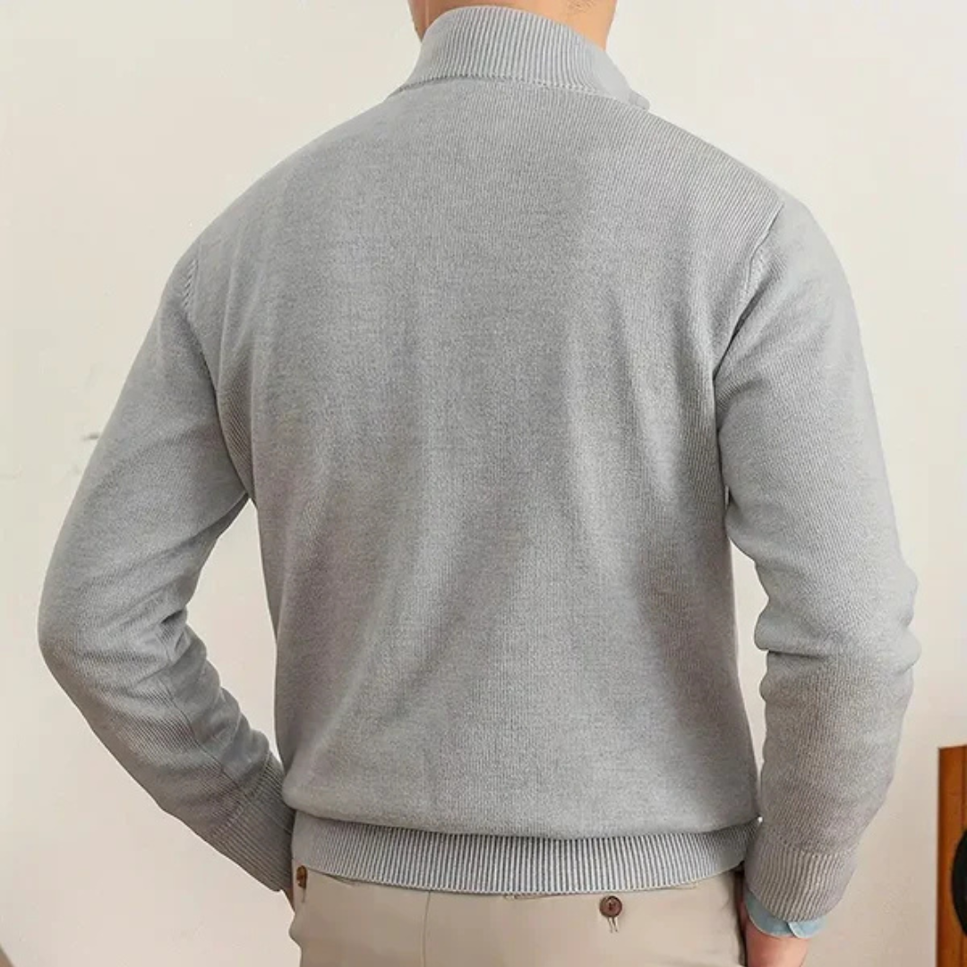 Olivier - Pull en coton avec zip partiel
