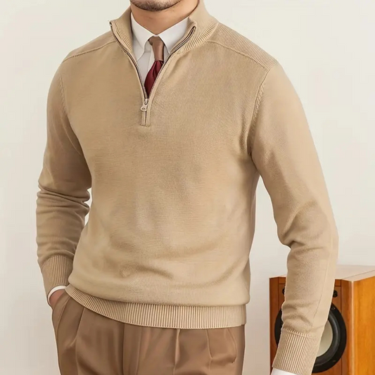 Olivier - Pull en coton avec zip partiel