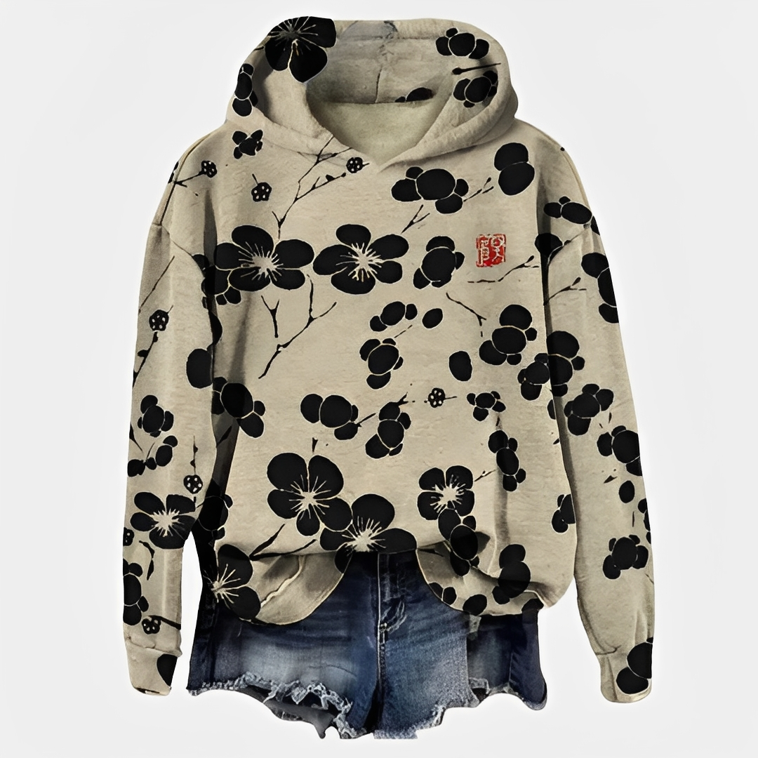 Emelyn - Sweat à capuche floral élégant pour femme
