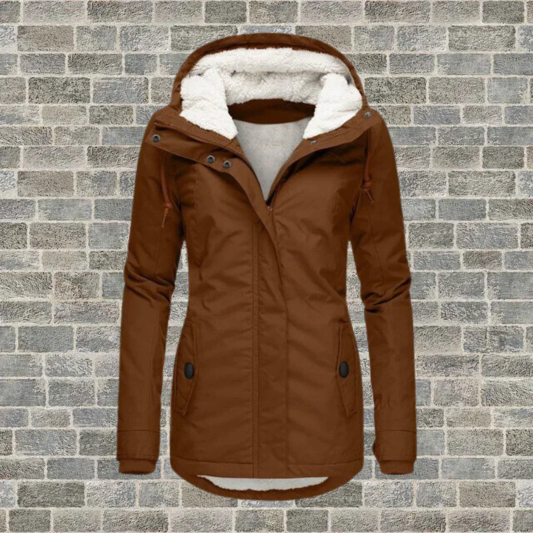 Camila – Manteau en coton plissé avec capuche
