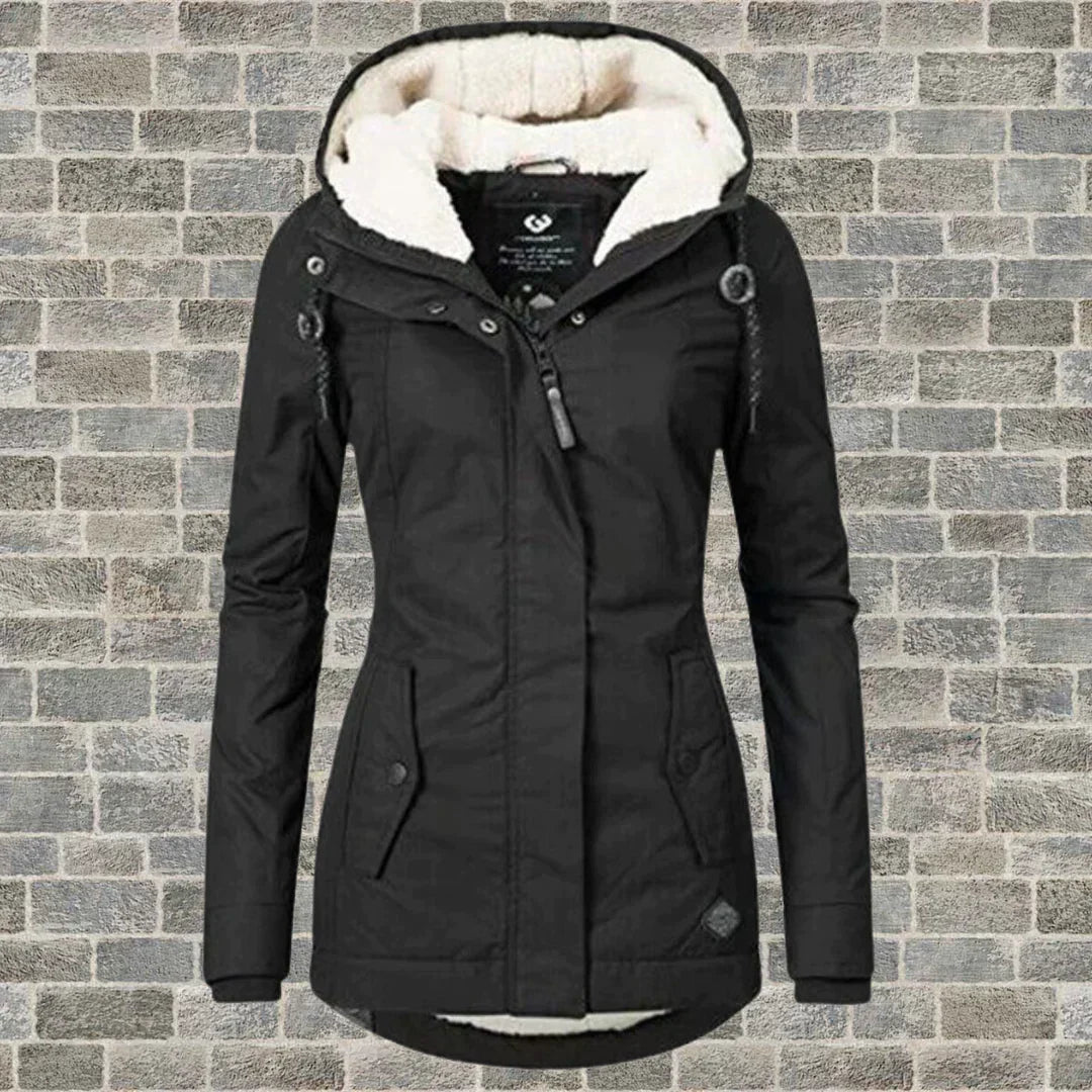 Camila – Manteau en coton plissé avec capuche