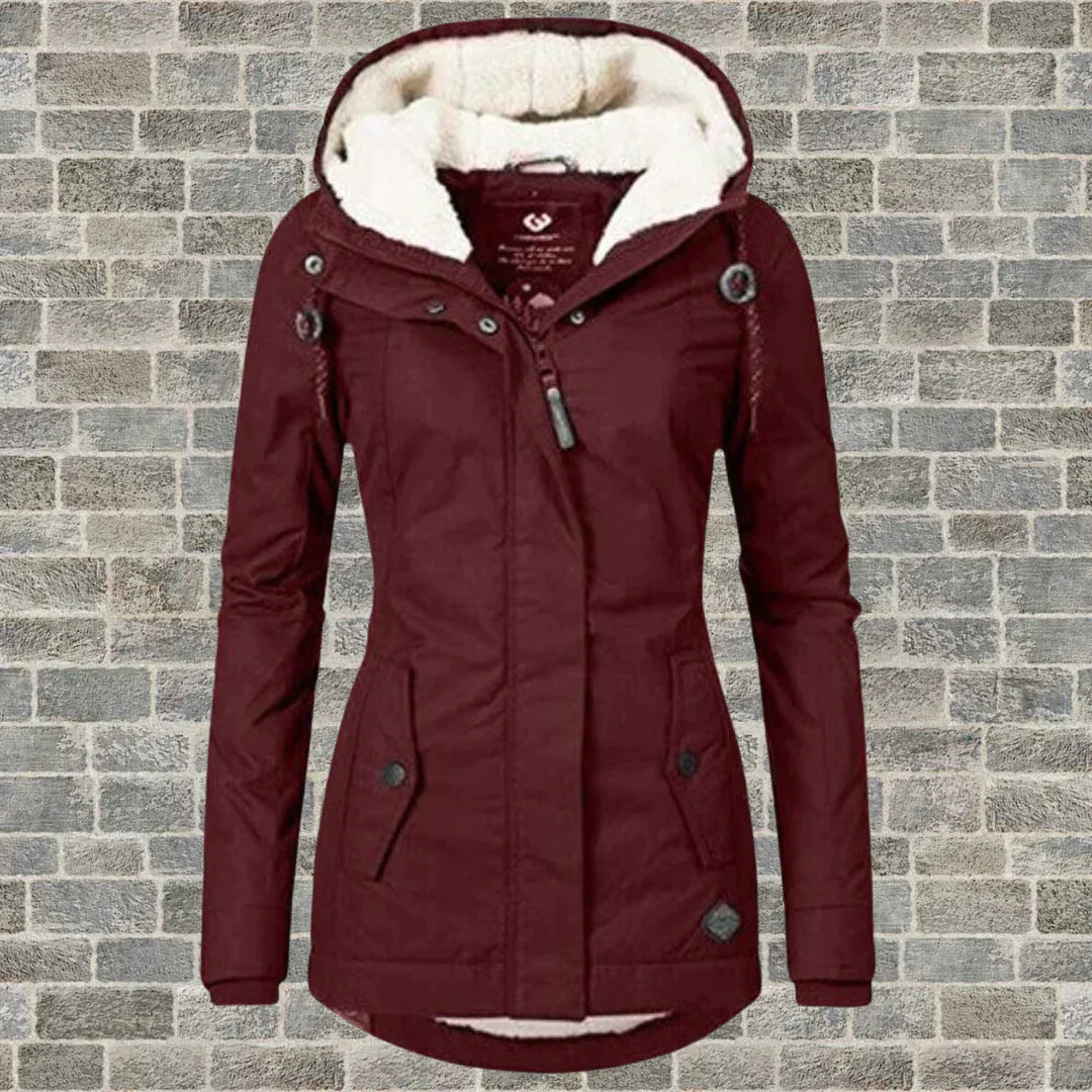 Camila – Manteau en coton plissé avec capuche