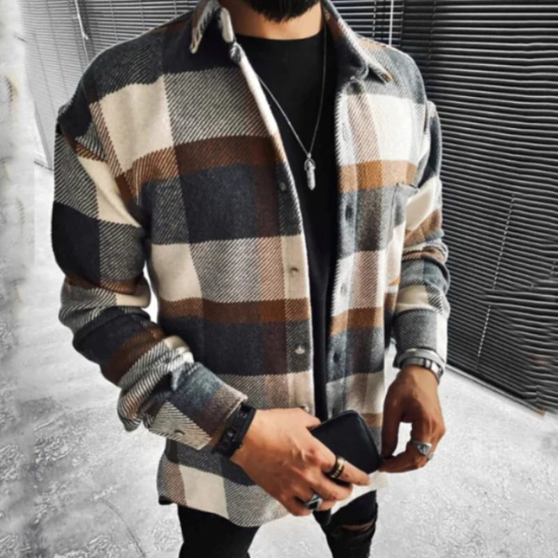 Ben – Chemise à carreaux avec poche poitrine pour hommes