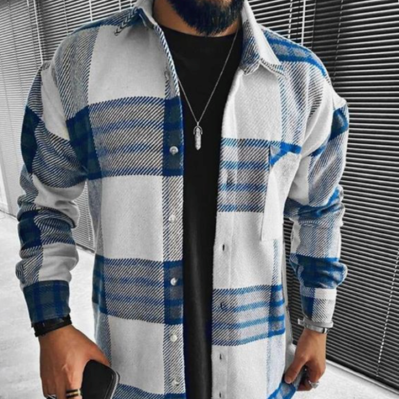 Ben – Chemise à carreaux avec poche poitrine pour hommes