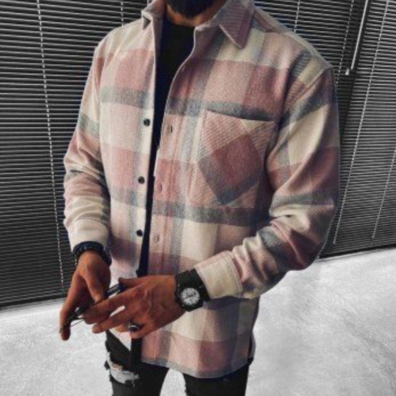 Ben – Chemise à carreaux avec poche poitrine pour hommes