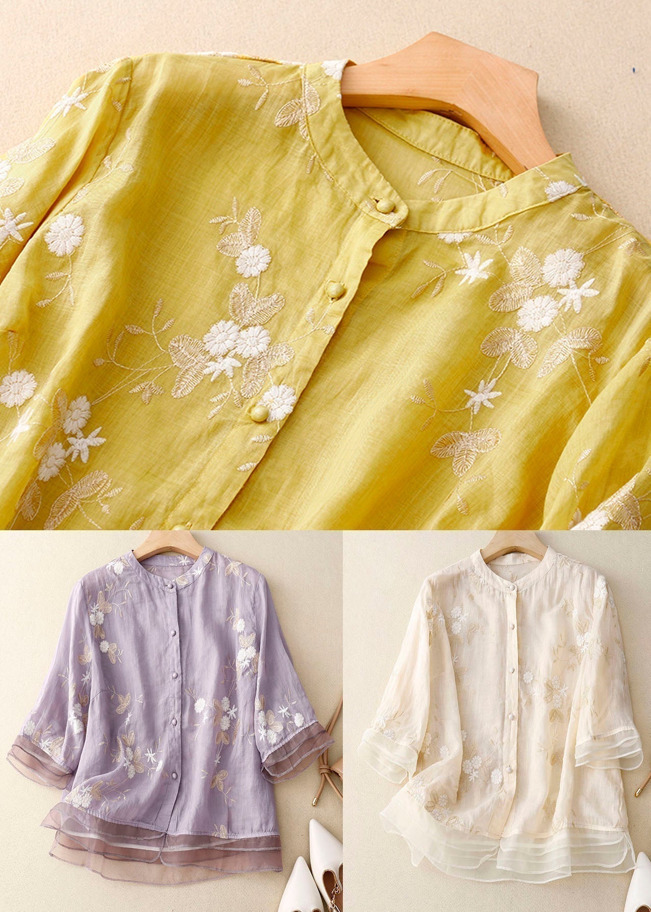 Elaine - Blouse Brodée Multifonction