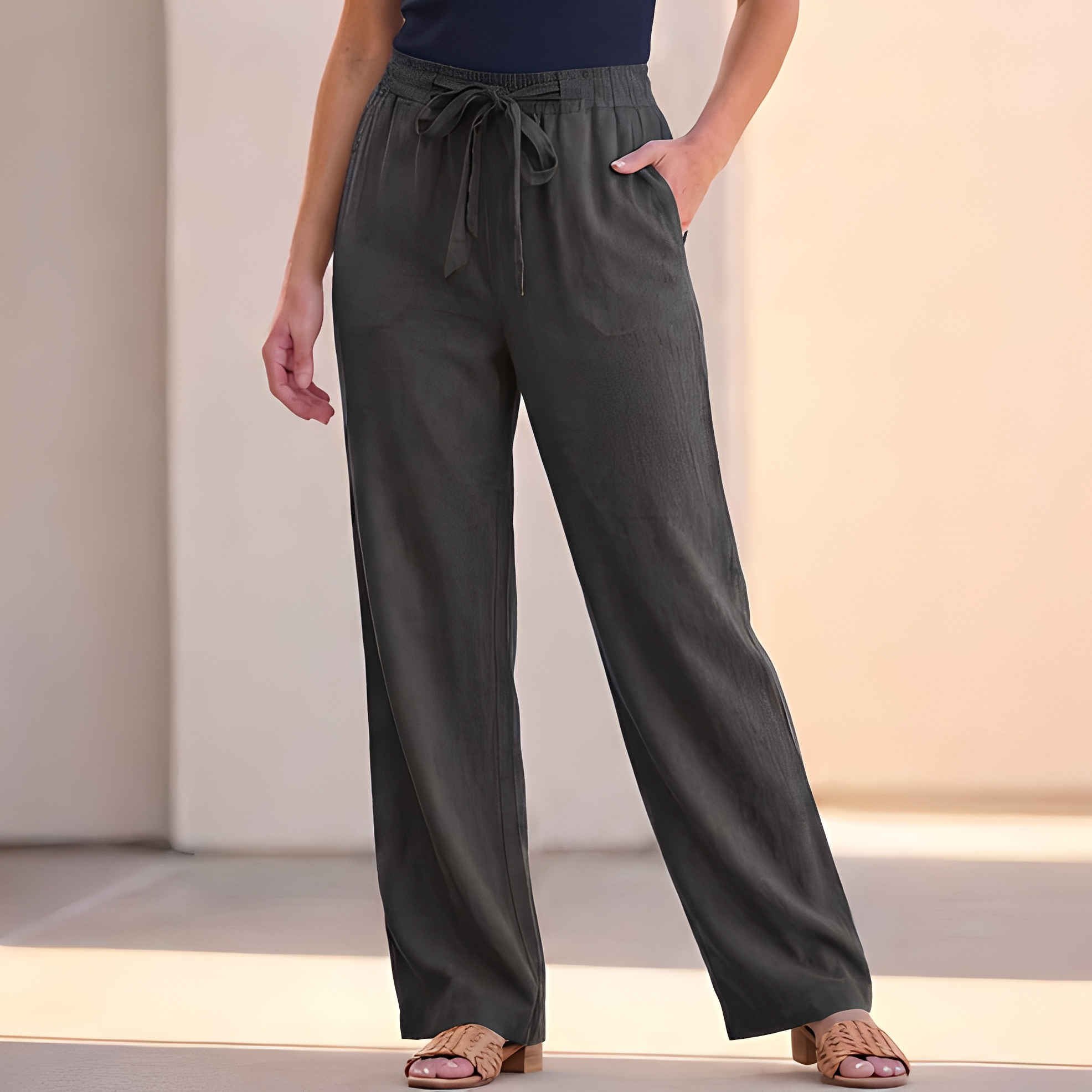 Analyn - Pantalon d'été ample à cordon de serrage pour femme