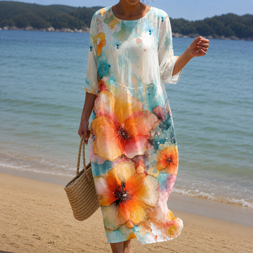 Miranda - Robe florale élégante avec couverture pour abdomen