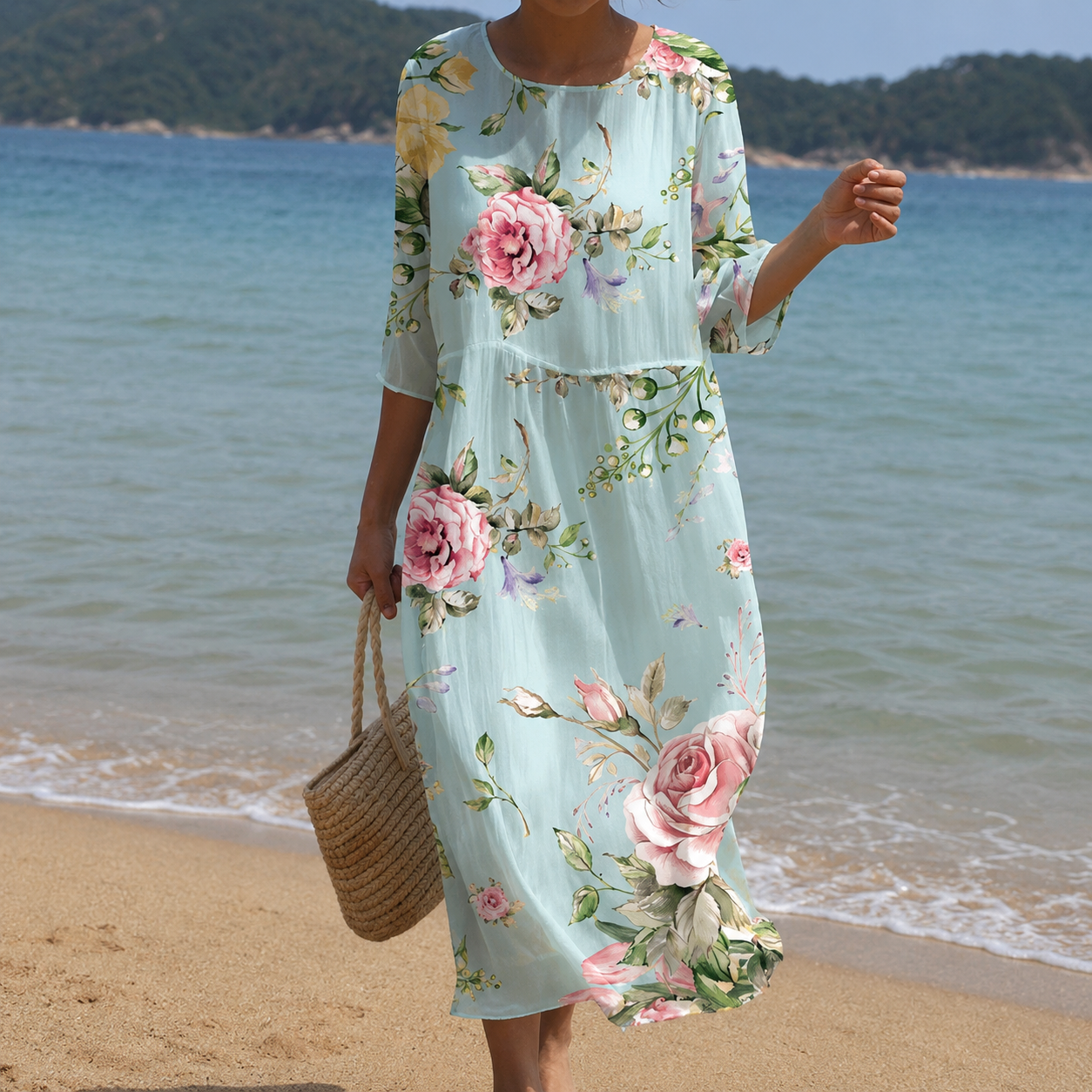 Miranda - Robe florale élégante avec couverture pour abdomen