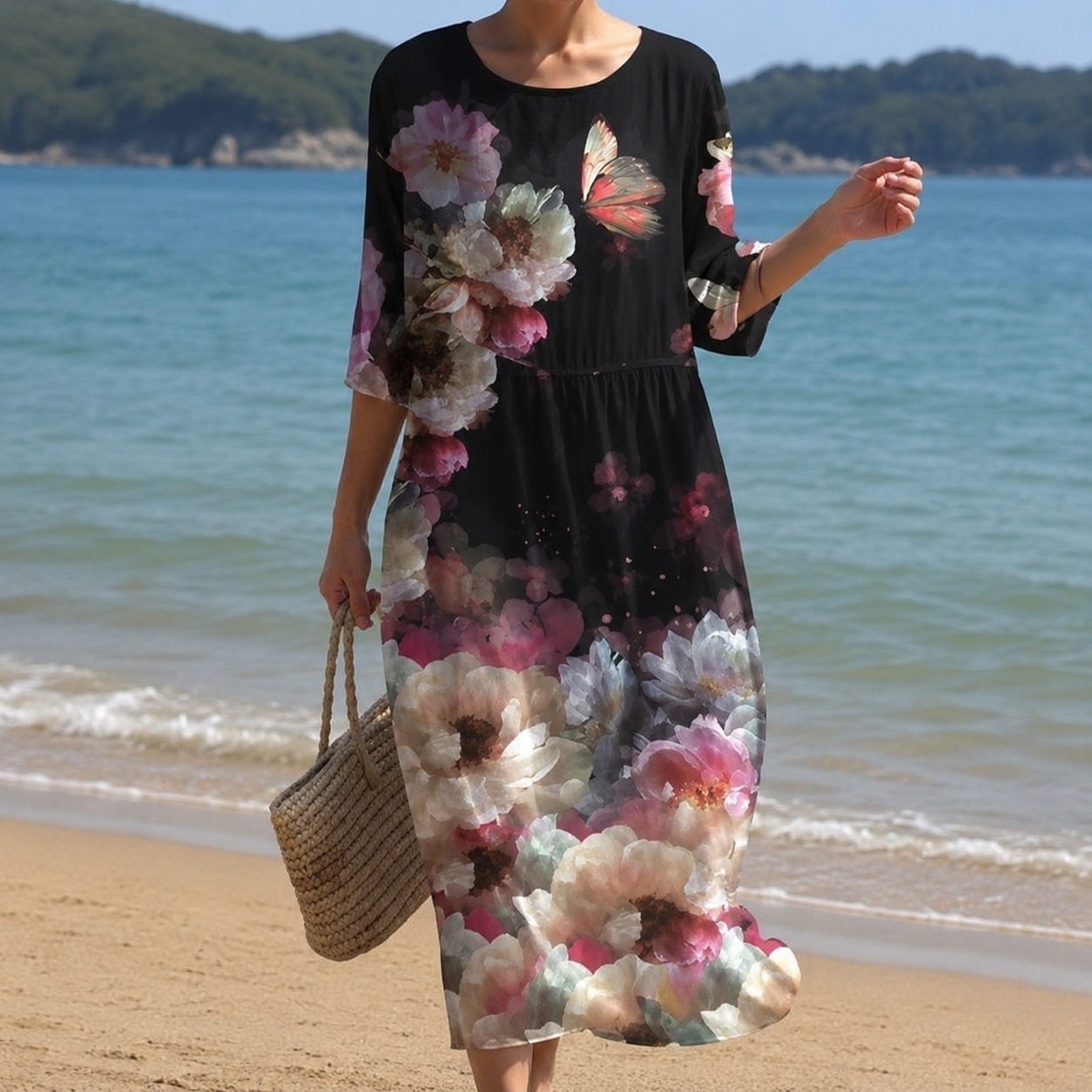 Miranda - Robe florale élégante avec couverture pour abdomen