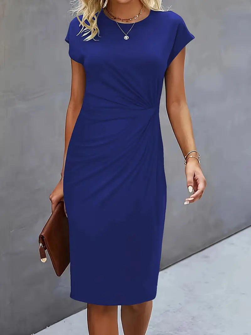 Reilly - Mid-length dress for women with front knot detail