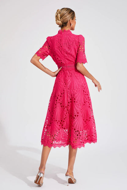 Pierre - Mid-length dress with lace and elegance