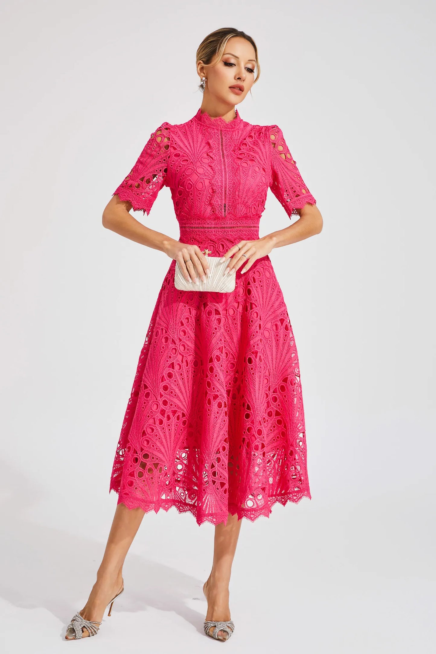 Pierre - Mid-length dress with lace and elegance