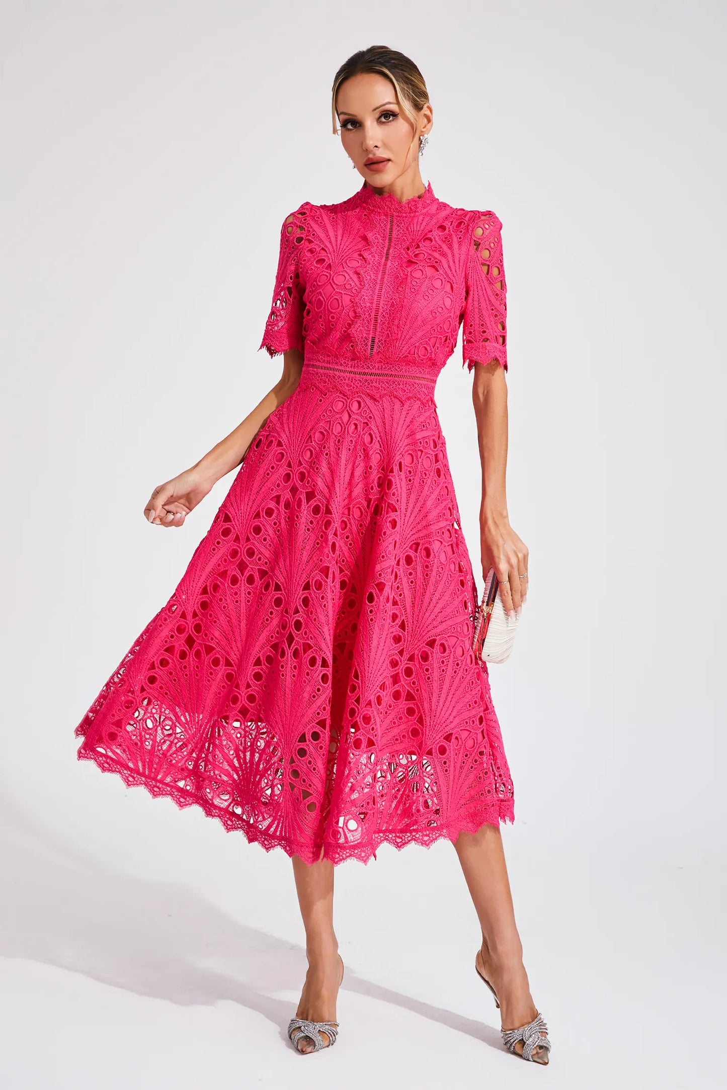 Pierre - Mid-length dress with lace and elegance