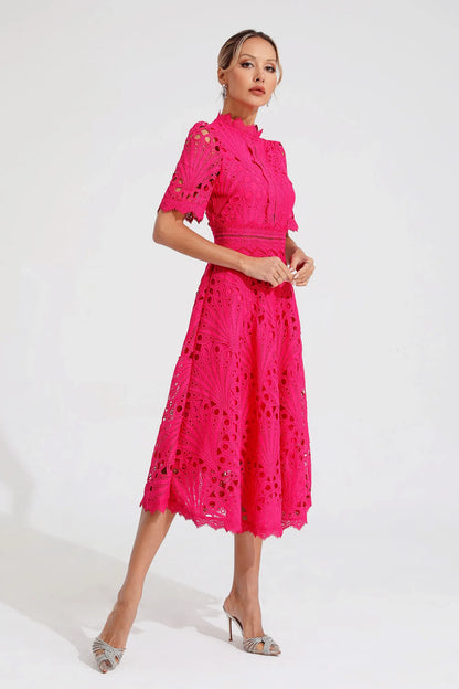 Pierre - Mid-length dress with lace and elegance