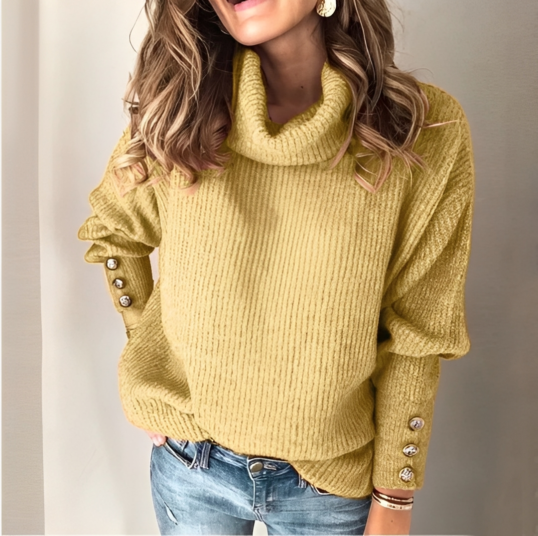 Dobelyn - Pull à col roulé chaud en laine pour femme