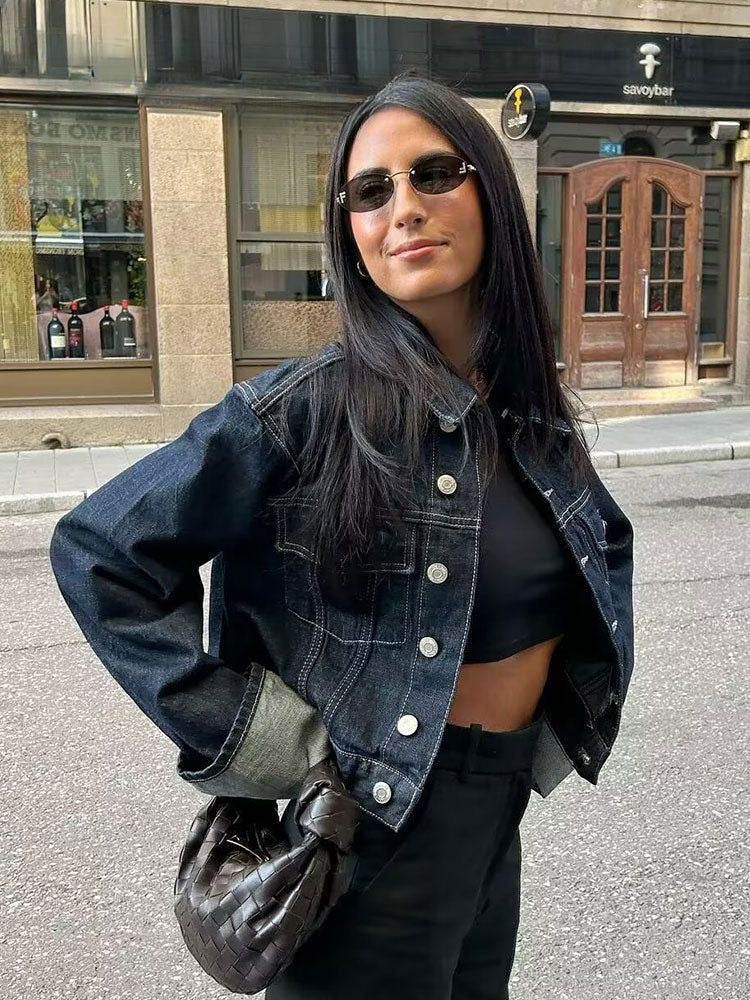 Clara – Ensemble Denim avec Veste Trucker & Jeans Taille Haute