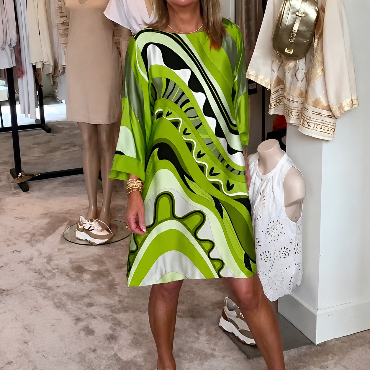 Harriett - Élégante Robe Midi à Imprimé