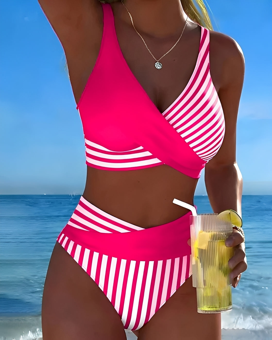 Angelica - Maillot de bain deux pièces à rayures élégantes