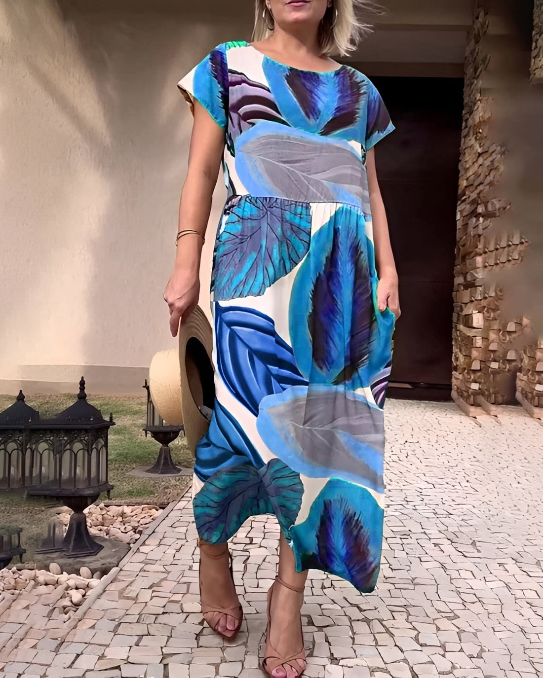 Sami - Robe Chic Fendue à Manches Courtes