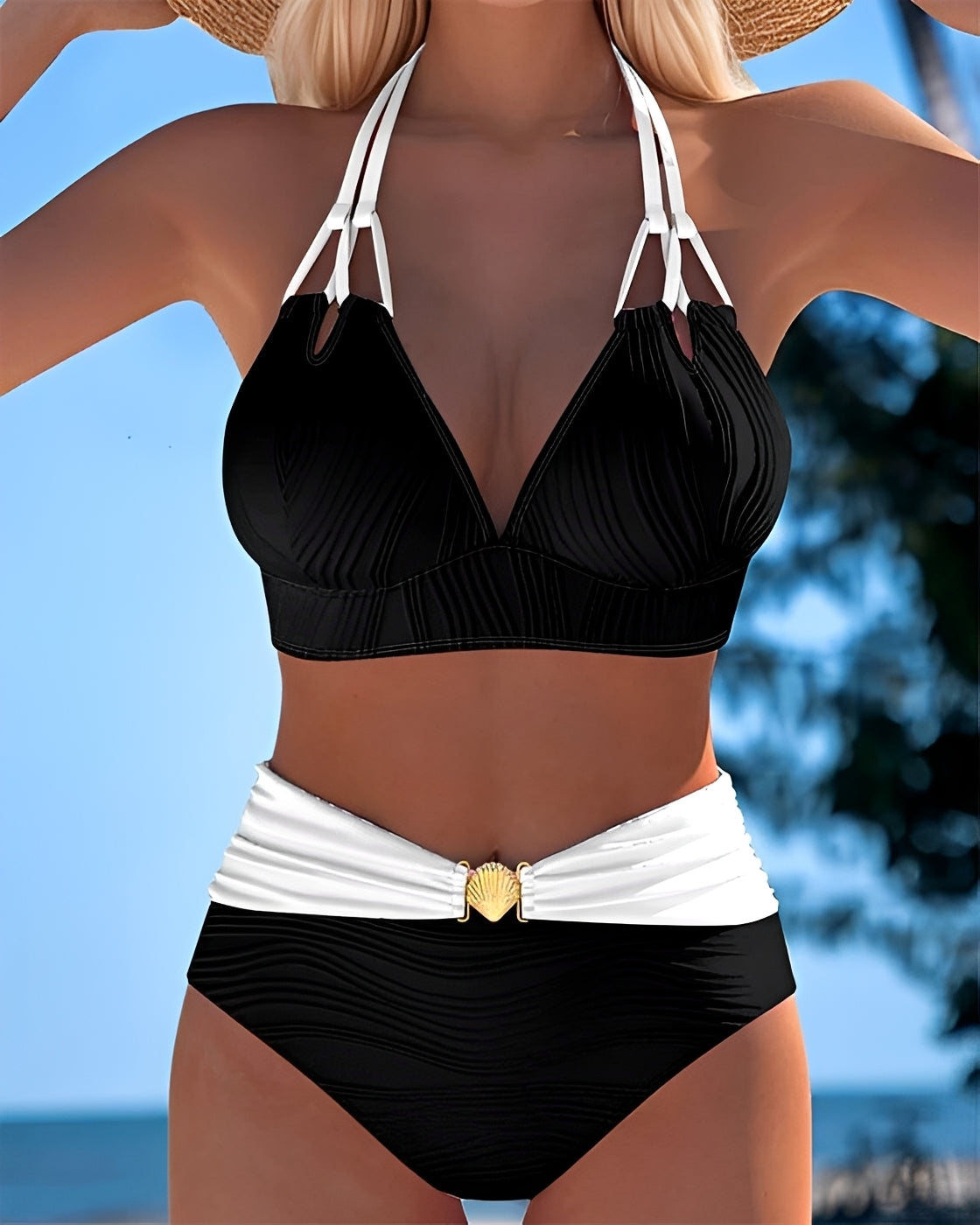 Camille - Bikini Élégant taille haute