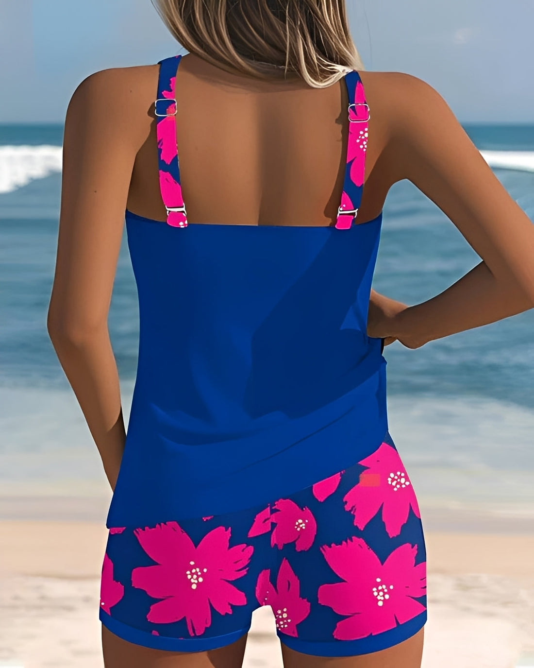 Mila - Tankini à fleurs Col U