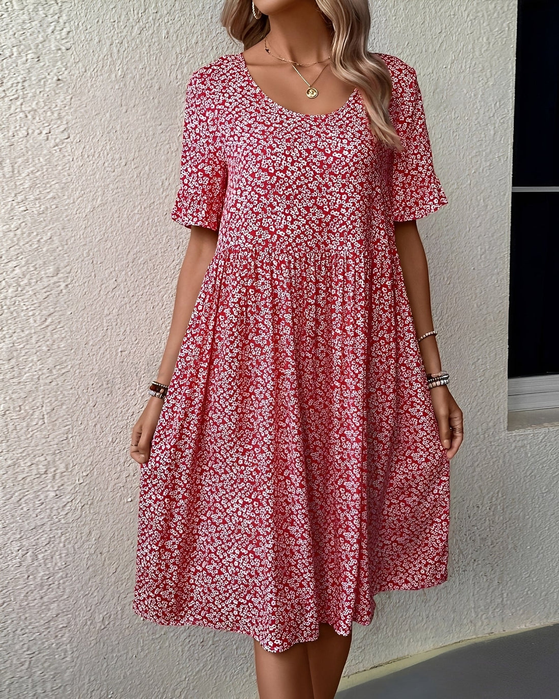Michaela - Robe Midi à Motif Fleuri