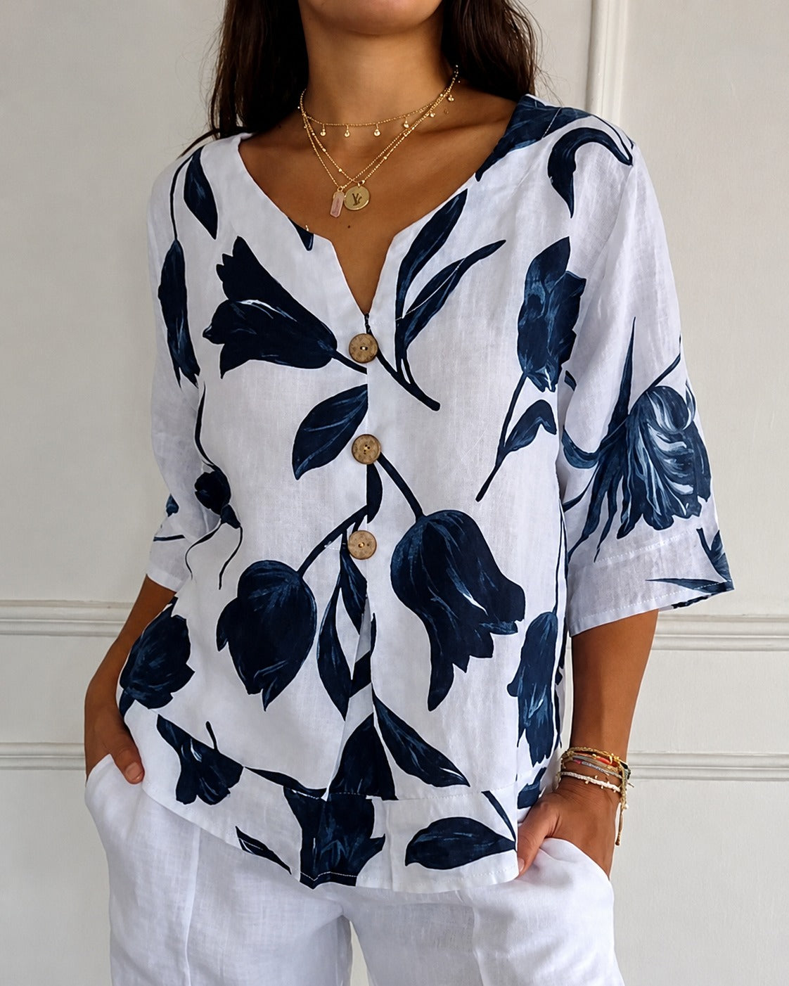 Chiara - Blouse à Motif Floral Raffiné