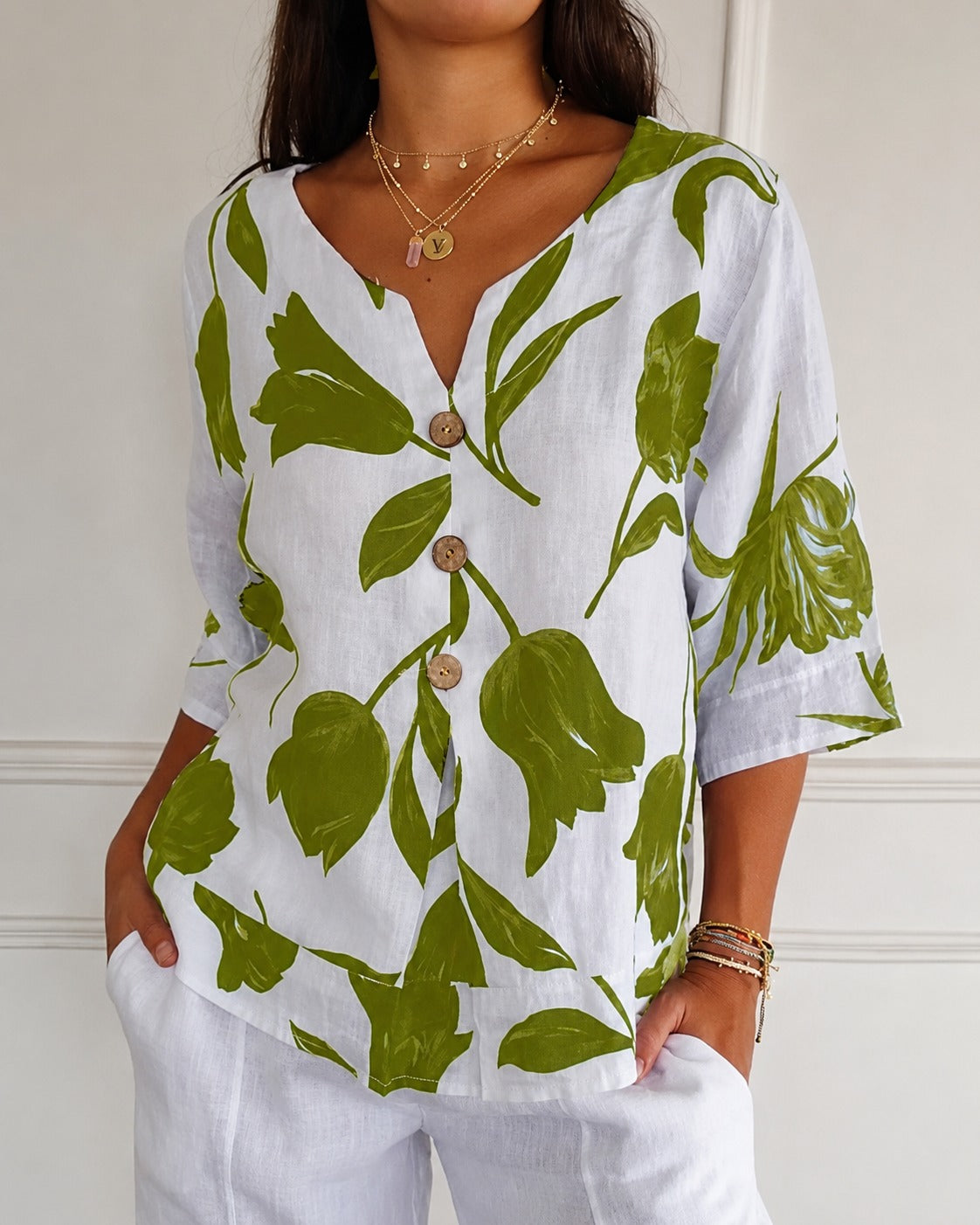 Chiara - Blouse à Motif Floral Raffiné